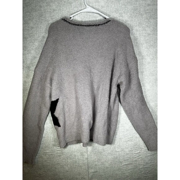 Hello Nite NWT Women’s XL Boxy Sweater Crew Gray Black Star Soft Long Sleeve - Picture 6 of 9